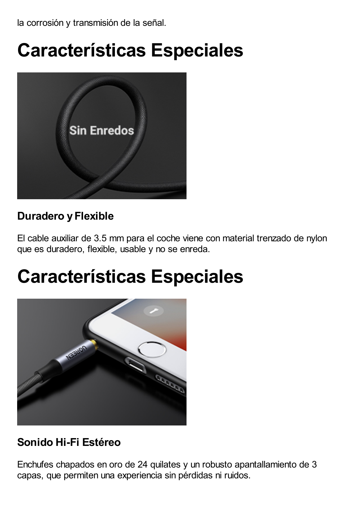 Cable Auxiliar de 3.5mm / Cable Audio Estéreo / Núcleo de Alambre de Cobre Esmaltado / Carcasa de Aluminio Azul + Nylon Trenzado /  Soporta Micrófono / 2 Metros