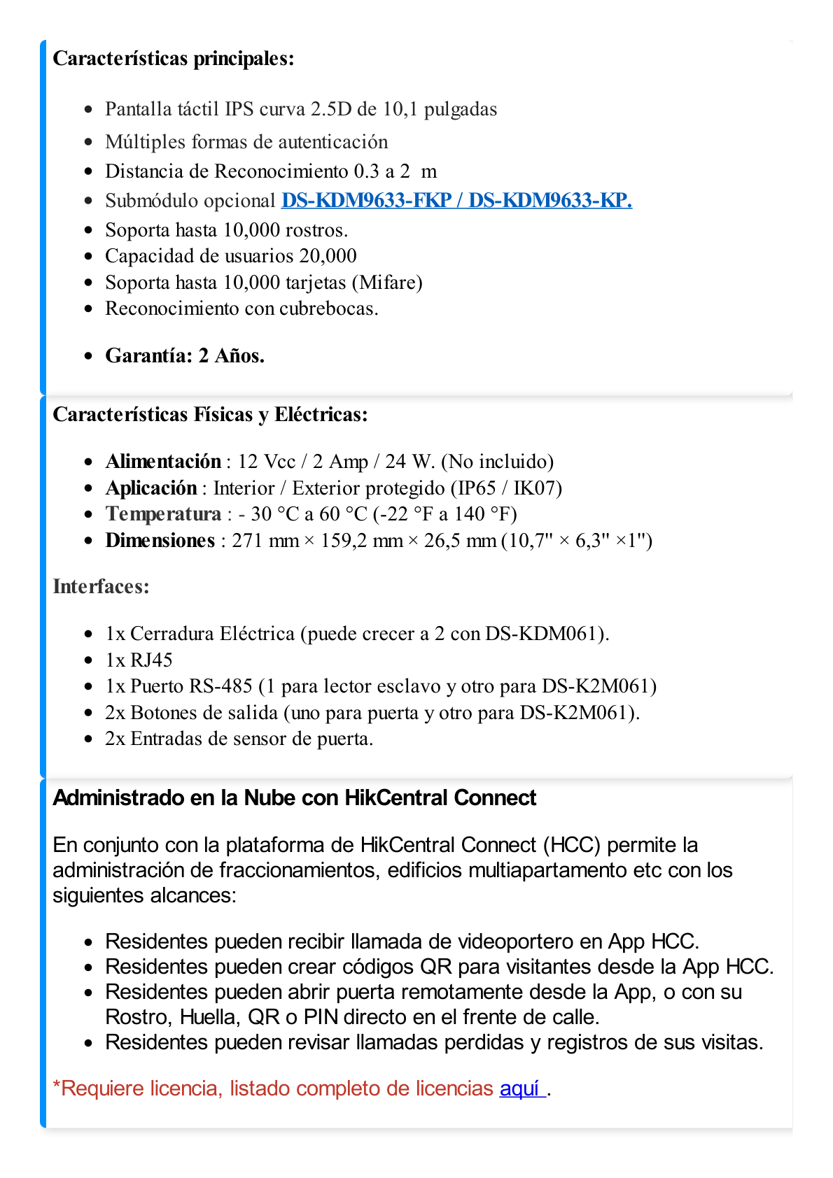 Frente de Calle IP 2 Megapixel (1080p) / Multiapartamento / Pantalla 10.1" Touch Screen / Reconocimiento Facial / Android / IP65 / IK07 / Soporta Modulo de Botones y Huella (por Separado)