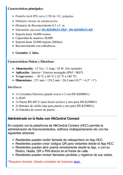 Frente de Calle IP 2 Megapixel (1080p) / Multiapartamento / Pantalla 10.1" Touch Screen / Reconocimiento Facial / Android / IP65 / IK07 / Soporta Modulo de Botones y Huella (por Separado)