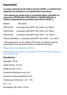 Batería de Litio Ciclo Profundo, 12.8 Vcc 100Ah (LiFePO4 de Celdas Cilíndricas) , Solar, Marina, Máximo 100 A de Descarga