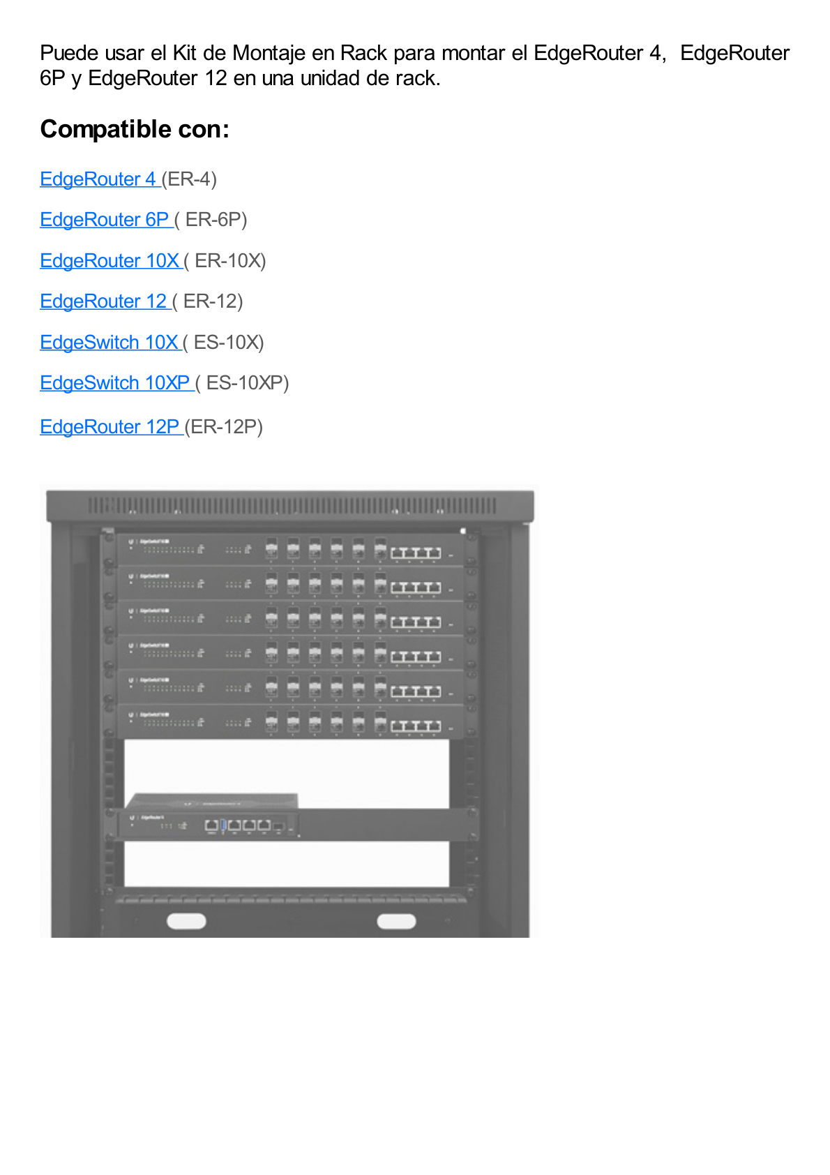 Kit de Montaje en Rack de 19" para equipos EdgeRouter