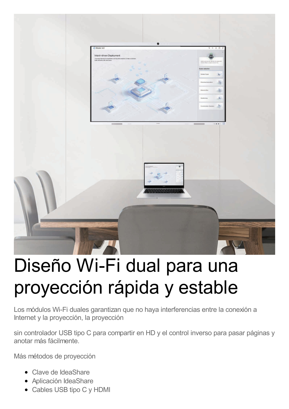 HUAWEI IdeaHub B2, Pantalla interactiva para Colaboración Inteligente, 65", 4K UHD, Android 9, Wi-Fi, blanco Jade.