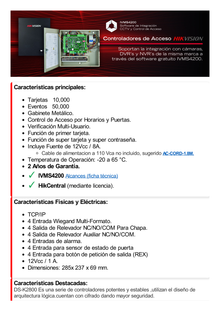 Controlador de Acceso para 4 Puertas y 4 Lectores / Fácil Administración con Software Gratuito / Incluye Gabinete y Fuente de Alimentación 12Vcc/8A / 10,000 Tarjetas / 50,000 Eventos