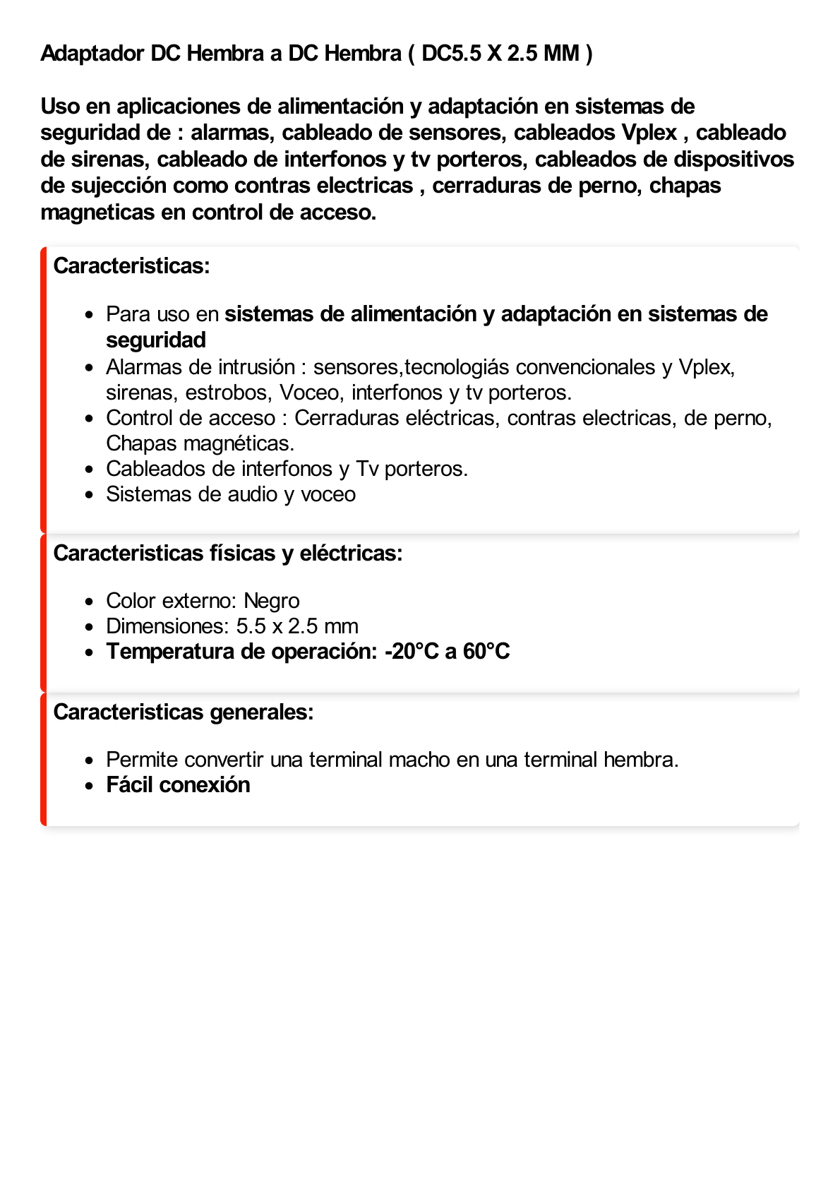 Adaptador DC Hembra a DC Hembra (DC5.5 X 2.5 MM)