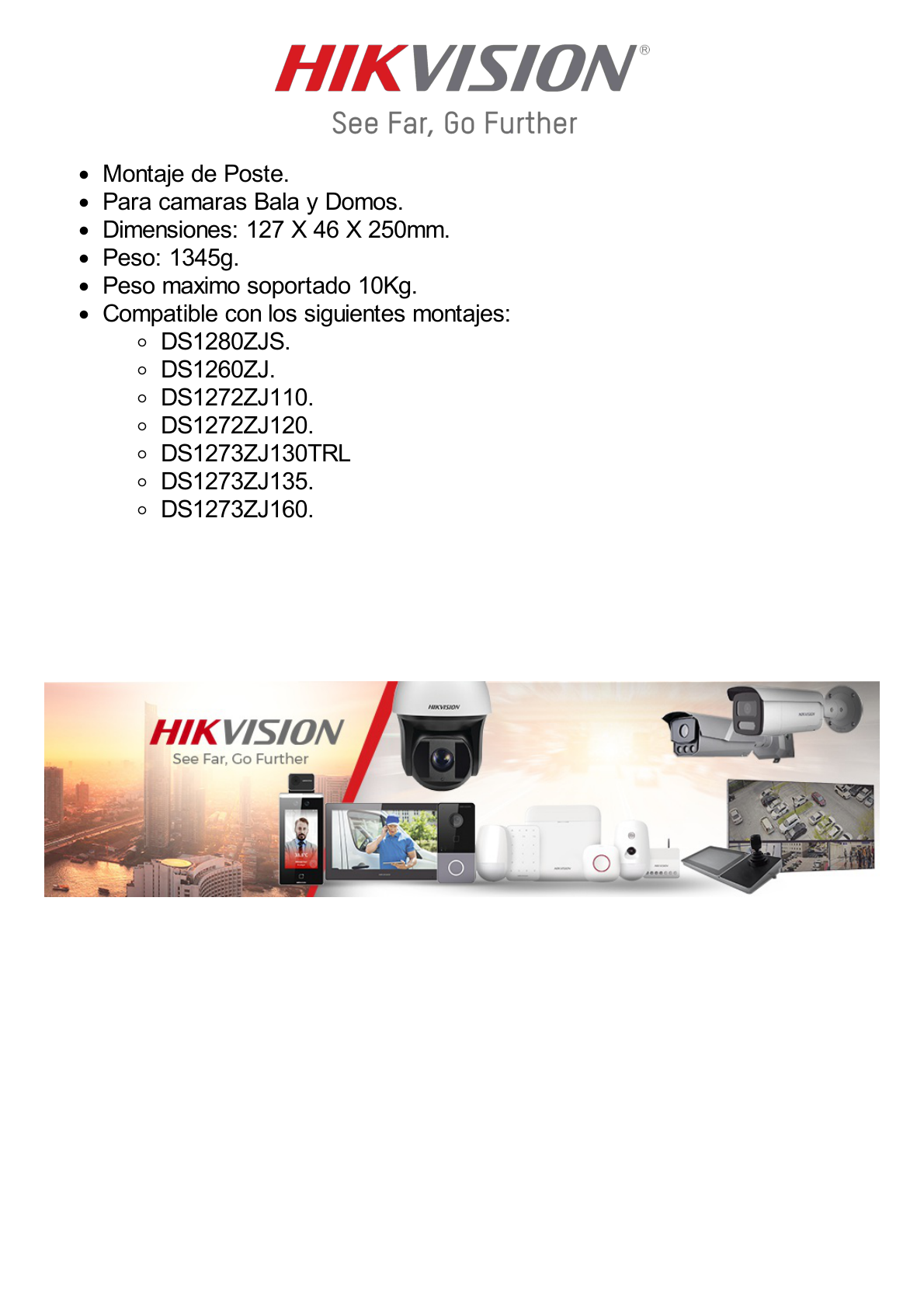 Montaje de Poste para Domos PTZ epcom / HIKVISION