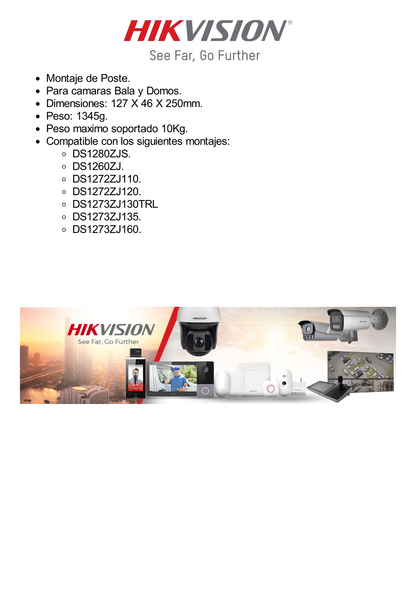 Montaje de Poste para Domos PTZ epcom / HIKVISION