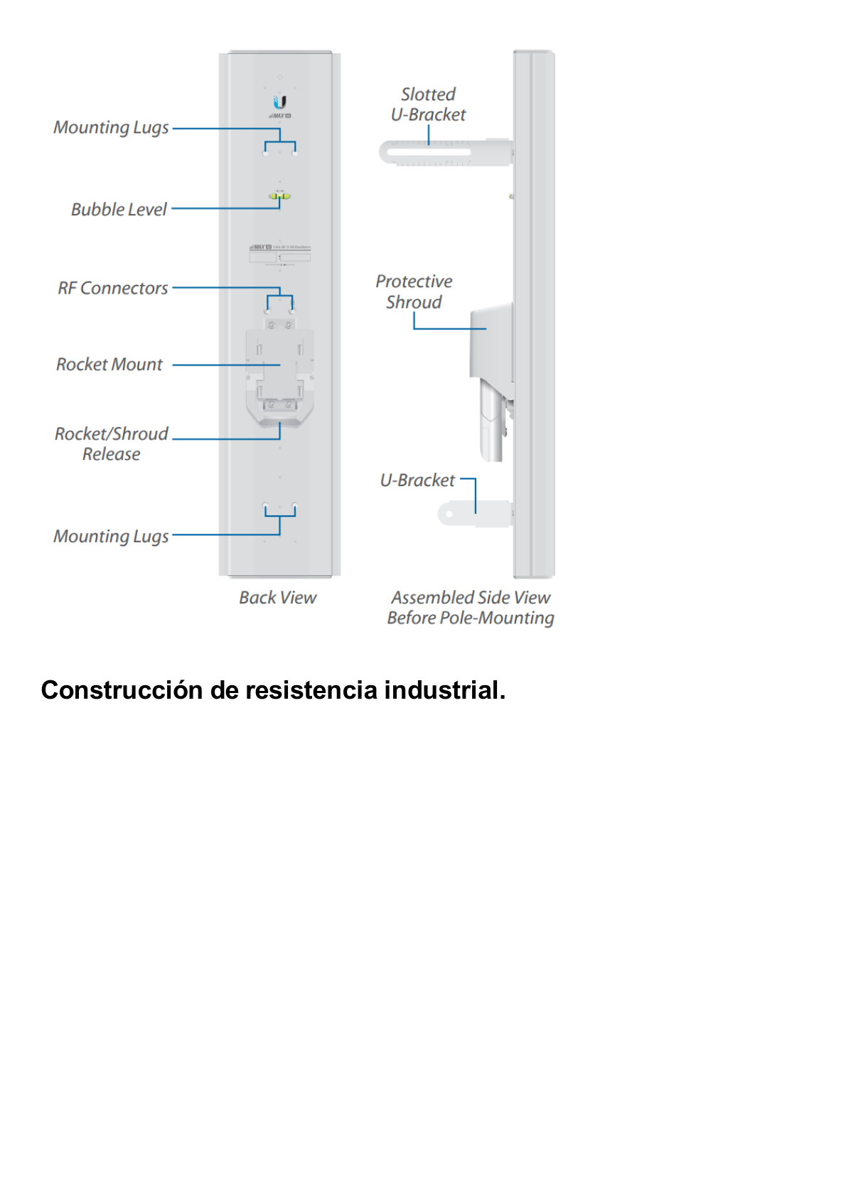 Antena sectorial para estaciones base airMAX AC de 60° de cobertura horizontal, en 5 GHz (5150 - 5875 MHz) de 21 dBi