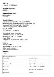 NanoStation airMAX M5 CPE, hasta 150 Mbps, frecuencia 5 GHz (5170-5875 MHz) con antena integrada de 16 dBi