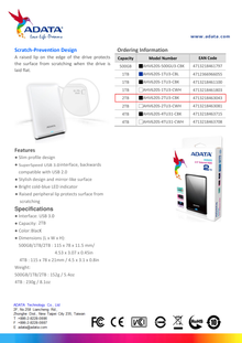 HD EXT 2TB ADATA 2.5 USB 3.0 SLIM AHV620S-2TU31-CBK NEGRO