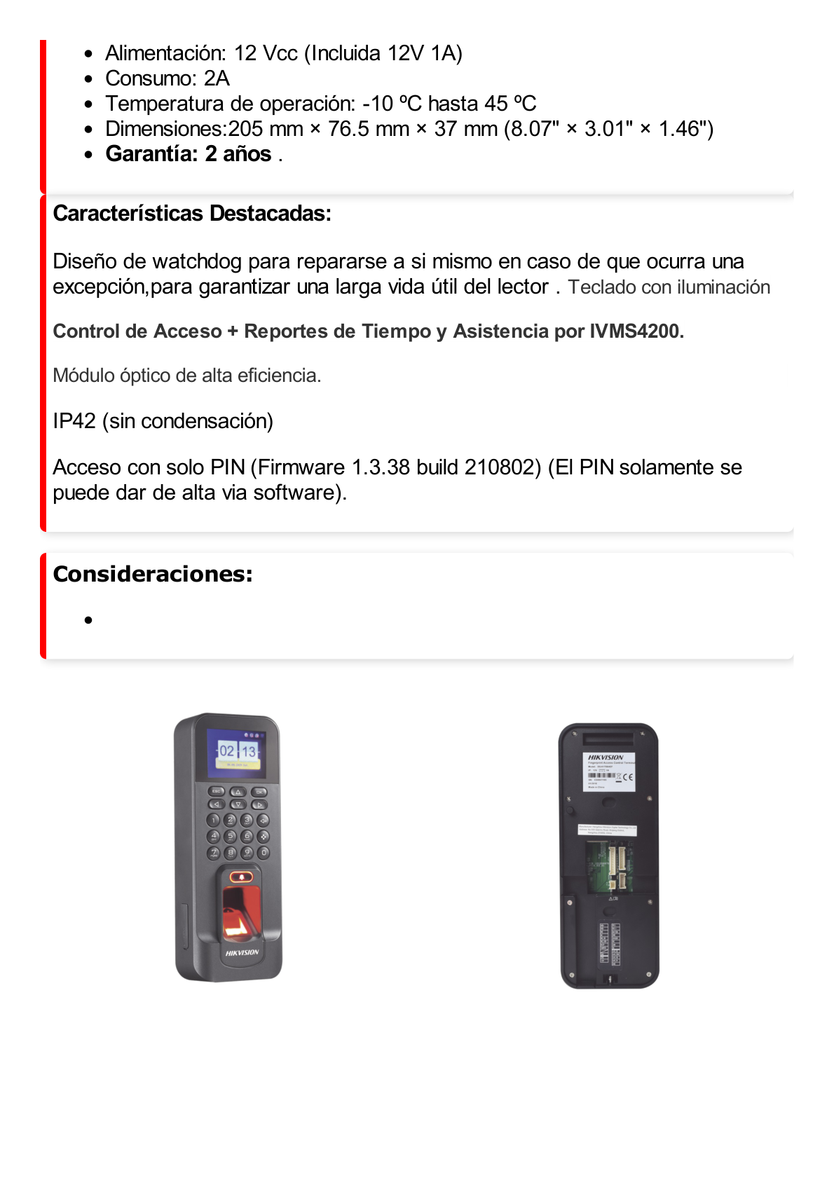 Biométrico WiFi de Acceso y Asistencia Compatible con APP Hik-Connect (P2P) / Lectura de Huella y Tarjetas EM / TCP/IP / 150,000 Eventos / Relevador para Chapa y Reportes de Asistencia