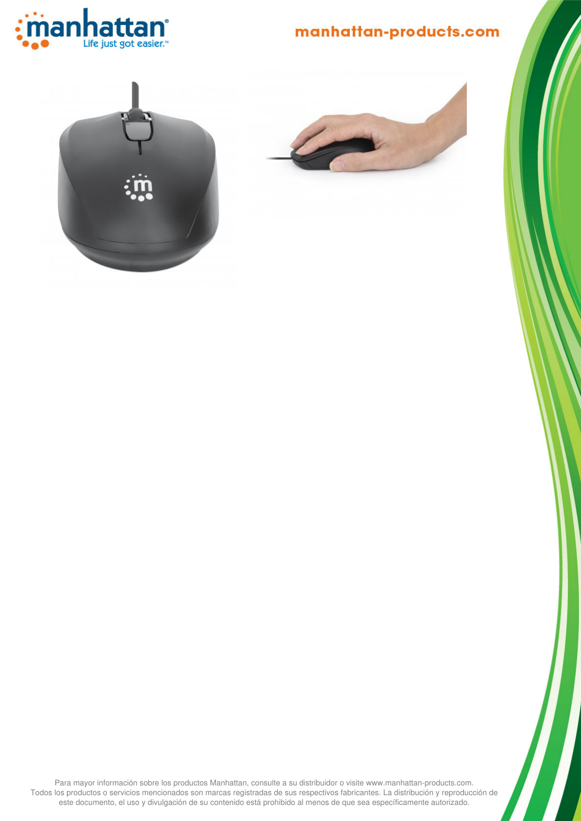 MOUSE MANHATTAN OPTICO ESTANDAR USB NEGRO