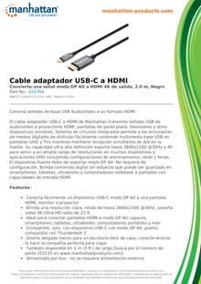 CABLE MANHATTAN USB-C CM-HDMI M 2M V3.1 4K NEGRO