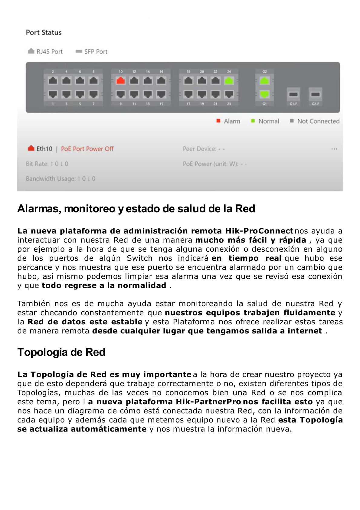 Switch Monitoreable PoE+ / 24 Puertos 100 Mbps PoE+ / 2 Puertos 1000 Mbps + 2 Puertos SFP de Uplink / PoE hasta 250 Metros / Conexión Remota desde Hik-PartnerPro / 370 Watts