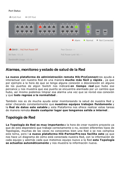 Switch Monitoreable PoE+ / 24 Puertos 100 Mbps PoE+ / 2 Puertos 1000 Mbps + 2 Puertos SFP de Uplink / PoE hasta 250 Metros / Conexión Remota desde Hik-PartnerPro / 370 Watts