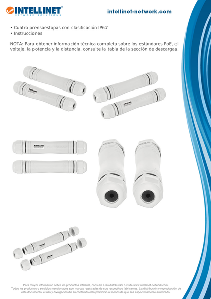 Extensor Intellinet POE+ kit ultra delgado lago alcance para exteriores hasta 1000M PD hasta 95W ideal para camaras IP