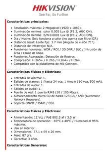 Pinhole IP 2 Megapixel / Lente 3.7 mm / 2 Mts Cable / PoE / Ideal para Cajeros Automáticos (ATM) / WDR / Micro SD / Cámara Tipo Cilindro