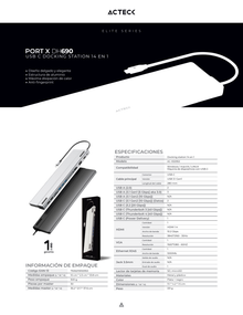 HUB DOCKING ACTECK TIPO C 15 EN 1PLATA NEGRO ANTI FINGER-PRINT PORT X DH690 REQUIERE DISPLAY PORT ALT MOD/PD POWER