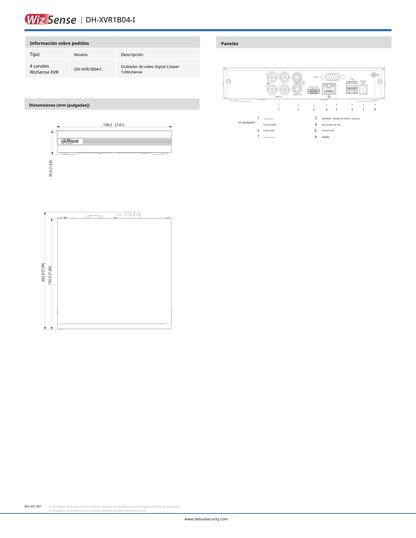 DVR Dahua DH-XVR1B04-I 4 canales 1080p lite  wizsense +4 canales +1 ip o hasta 5 canales ip4 busqueda inteligente (humanos y vehiculos 1 puerto sata