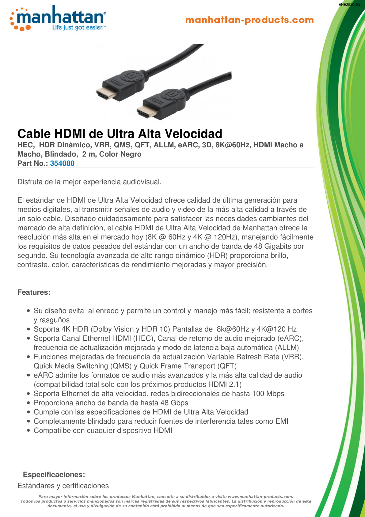 CABLE MANHATTAN HDMI 2.1 8K M-M 2M