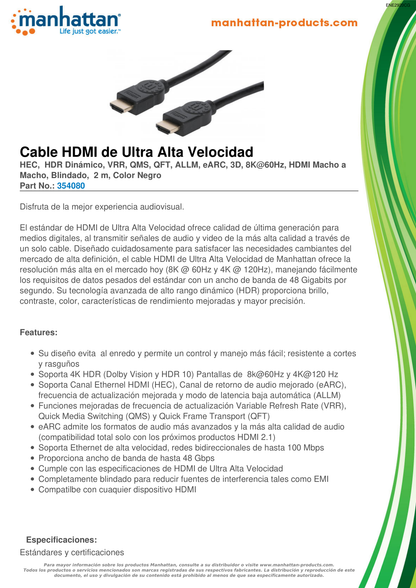 CABLE MANHATTAN HDMI 2.1 8K M-M 2M