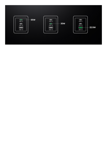 Cargador de 65W serie Nexode Pro | 3 Puertos de Carga Rápida | 2 USB-C | 1 USB-A | Tecnología GaNInfinity | PD3.1 de 65W / QC4.0 | Tecnología de Protección Térmica | Optimiza la Carga | Caja de Aluminio | Incluye Cable U