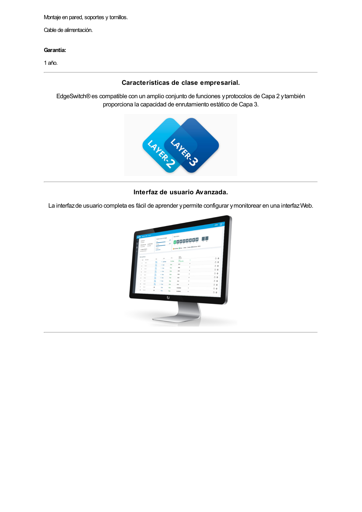 Switch EdgeMAX Administrable de 8 Puertos Gigabit con PoE+/PoE Pasivo 24V + 2 Puertos SFP, 150 W