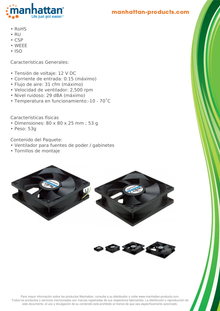 VENTILADOR PARA GABINETE 80X80X25 3PIN SLEEVE