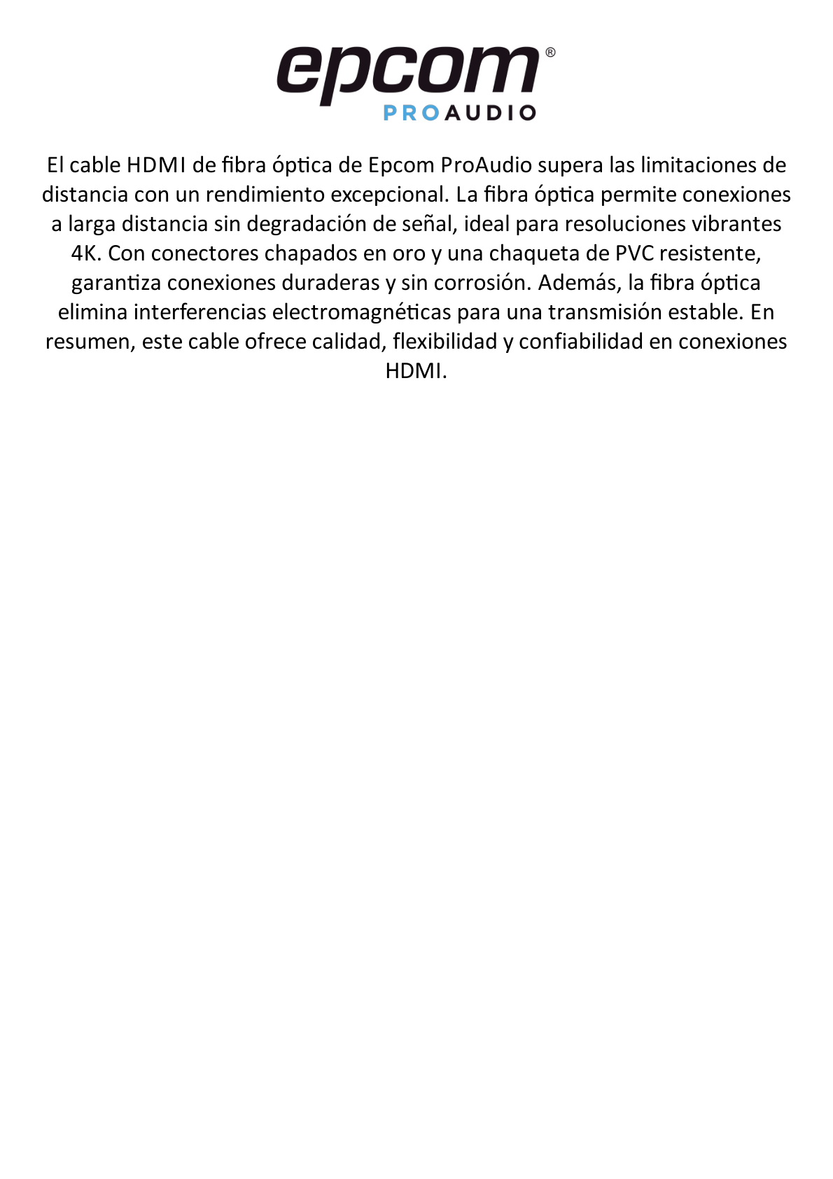 Cable HDMI de Fibra Óptica de 10m | Alta Definición | Version 2.1 | Alta velocidad 18Gbps | 8K@60Hz | HDCP 2.2 | Resistente a EMI y RFI