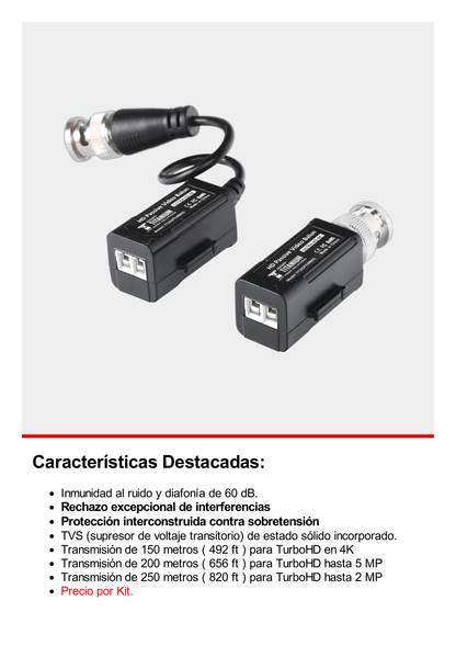 Kit de Transceptores (Baluns) con TERMINALES TIPO TORNILLO, Resolución 4K, Cable flexible COAXIAL Blindado  / COAXITRON / AUDIO POR COAXITRON / Menu OSD /Conector 100% COBRE / Calidad PREMIUM