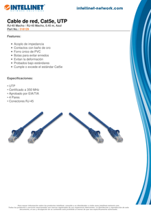 CABLE PATCH INTELLINET CAT 5E 45CM AZUL