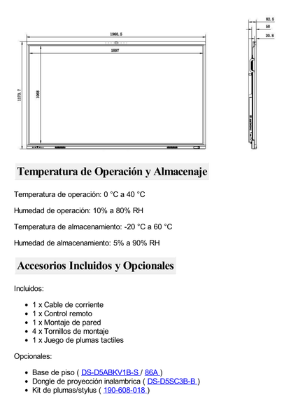 Pantalla Interactiva Touch de 86" Android 13 (Actualizable a Android 14) / Cámara Web 8 MP / Resolución 4K / Bocinas Integradas / Entradas HDMI y VGA / Incluye 2 Lápices para Escribir