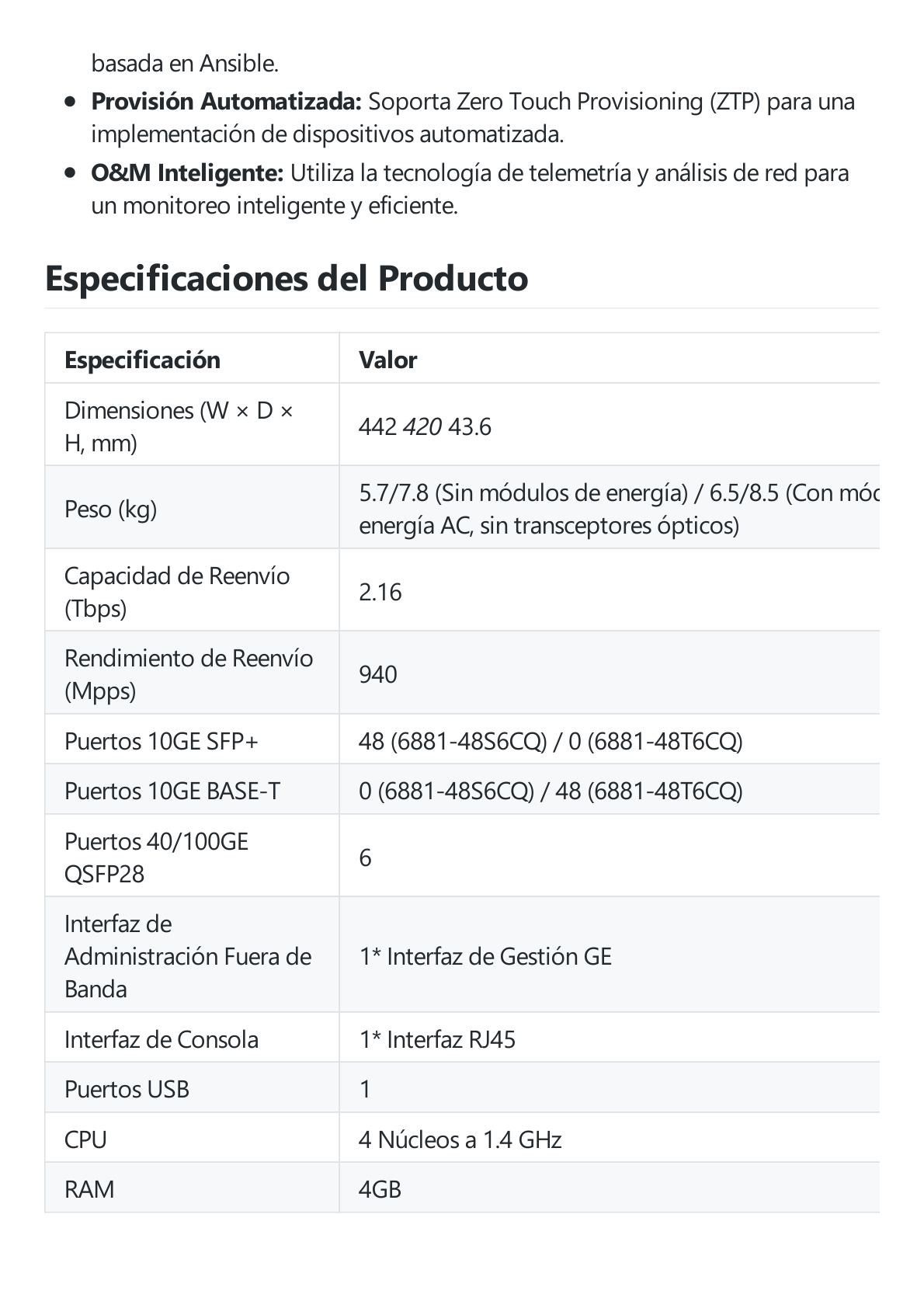 Switch Core Huawei CloudEngine / 48 puertos SFP+ / 6 Puertos 40G-100G QSFP28