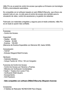 Controlador de Acceso / 4 PUERTAS / Funcion ADMS PUSH Incluida / Alta Seguridad / 3 Años de Garantía / Biometría Integrada / 20,000 Huellas / Software de integración ZKBioCVSecurity