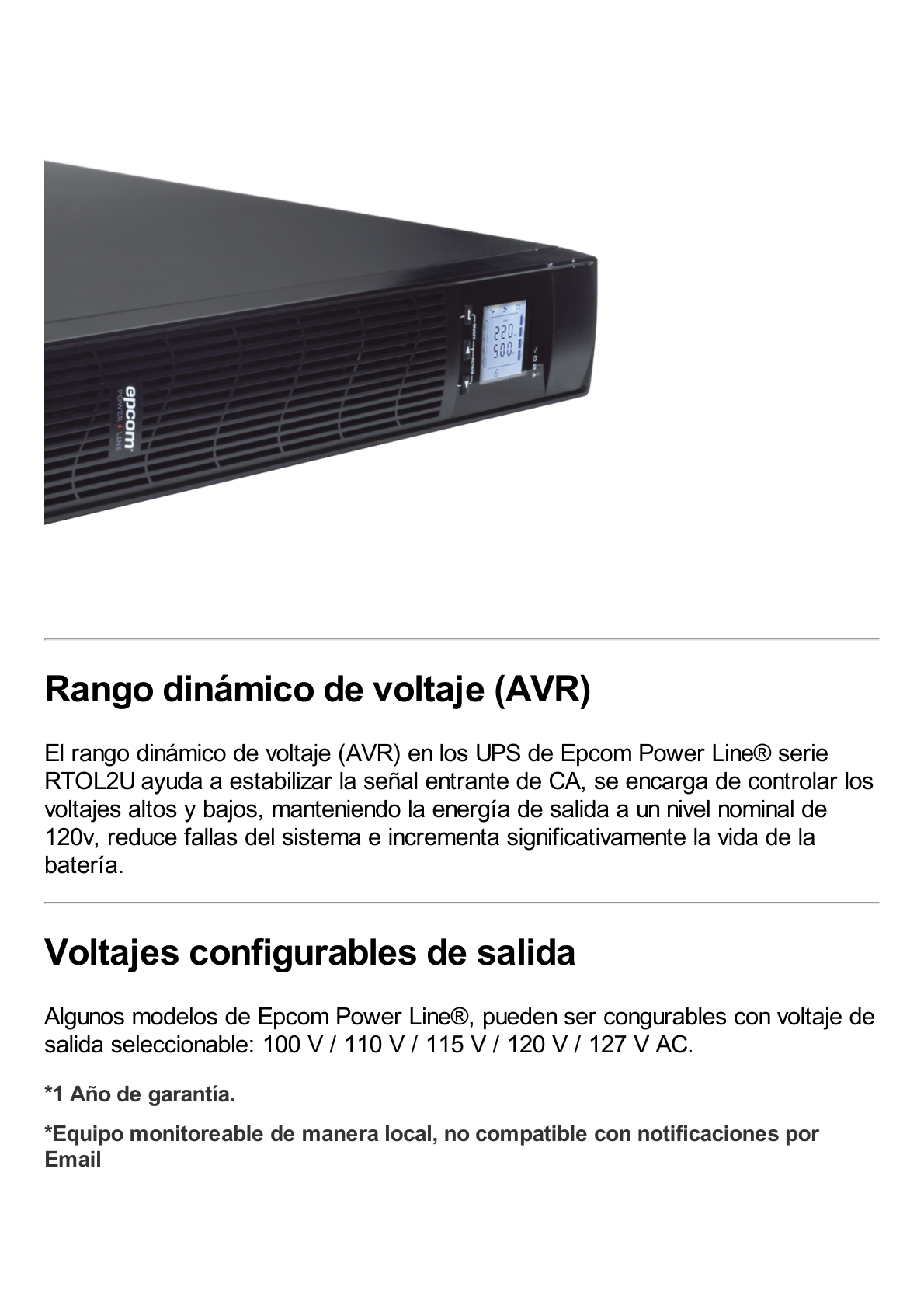 UPS de 600VA/360W / Topología Línea Interactiva / Entrada y Salida 120 Vca / Clavija NEMA 5-15P / 4 Tomas NEMA 5-15R/ Sin Protector RJ11 ni RJ45