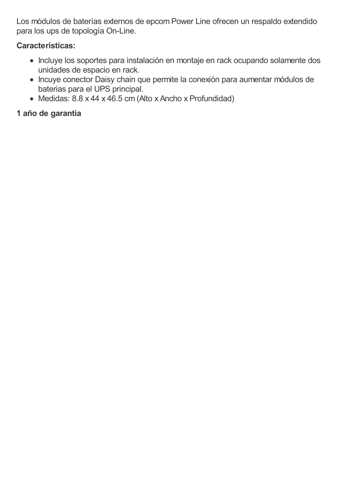 Módulo de baterías externo para aumentar el tiempo de respaldo del UPS EPU3000RTOL2U