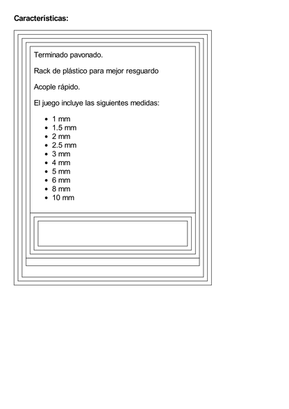 Juego de 10 Llaves Hexagonales (Allen) Milimétricas con Portallaves Plástico.