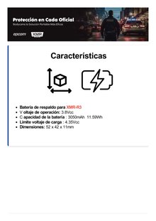 Batería de Respaldo para  Bodycam XMR-R3