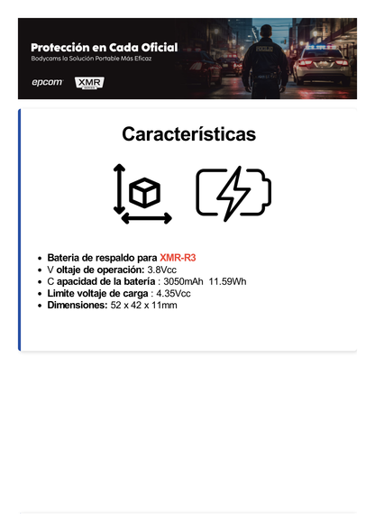 Batería de Respaldo para  Bodycam XMR-R3