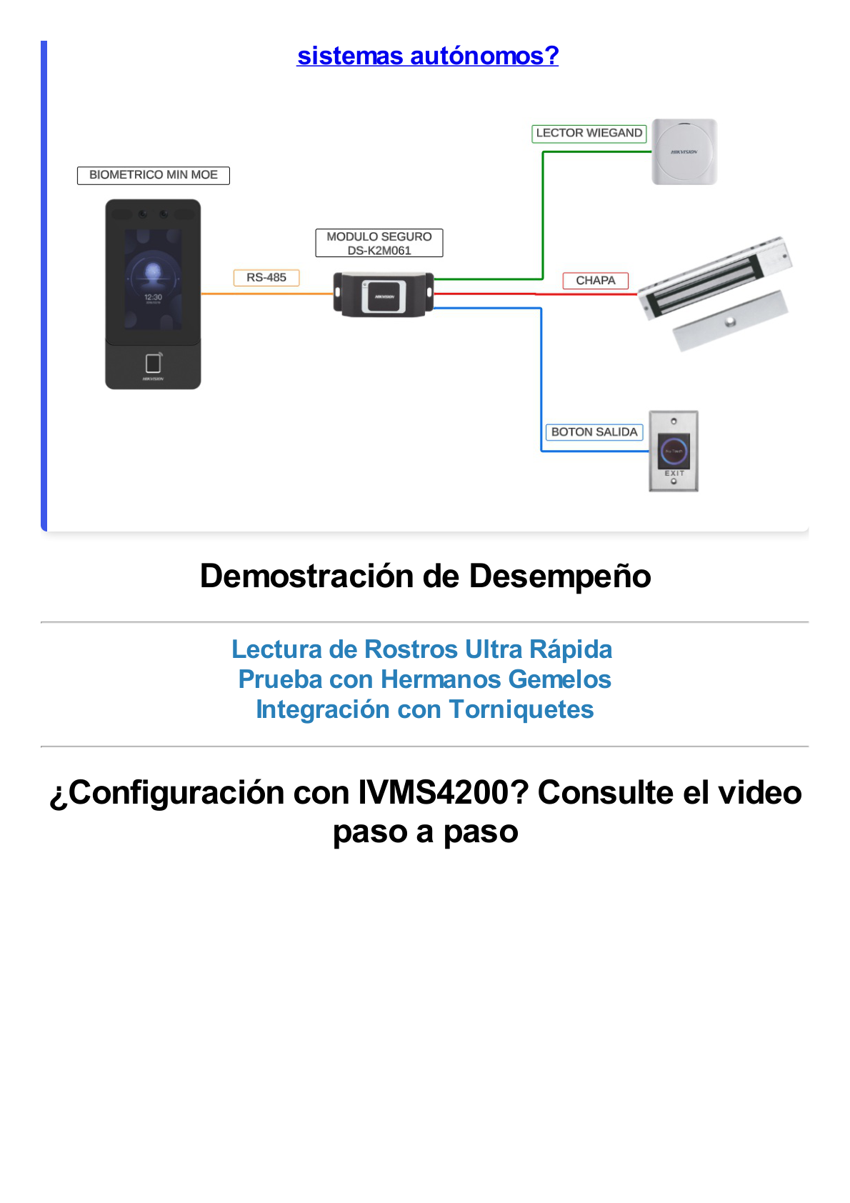 Terminal Min Moe WiFi de Reconocimiento Facial ULTRA RÁPIDO (Exterior IP65) / Hasta 1.5 mts en lectura / Soporta P2P Hik-Connect / 3,000 Usuarios /QR y Videoportero (ambientes de bajo ruido)