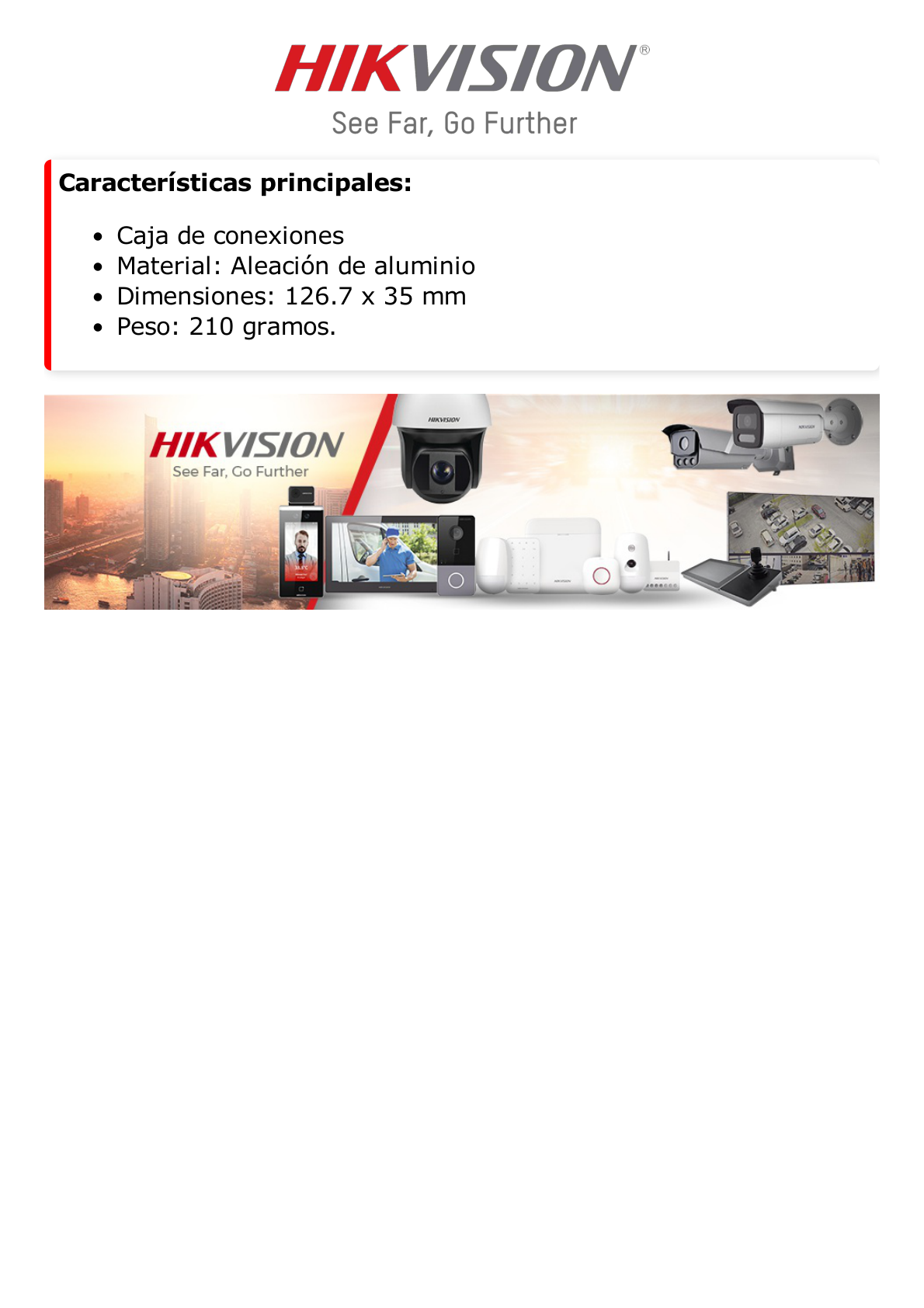 Caja de Conexiones para Cámaras Domo o Eyeball HIKVISION / Uso en Exterior