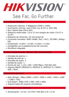 Domo IP 4 Megapixel / Lente Mot. 2.8 - 12 mm / 40 mts IR EXIR / IP67 / IK10 / H.265+ / Conteo de Personas por Detección de Rostro (Base de Datos) / WDR 140 dB / DeepinView / 2 Micrófonos Integrados