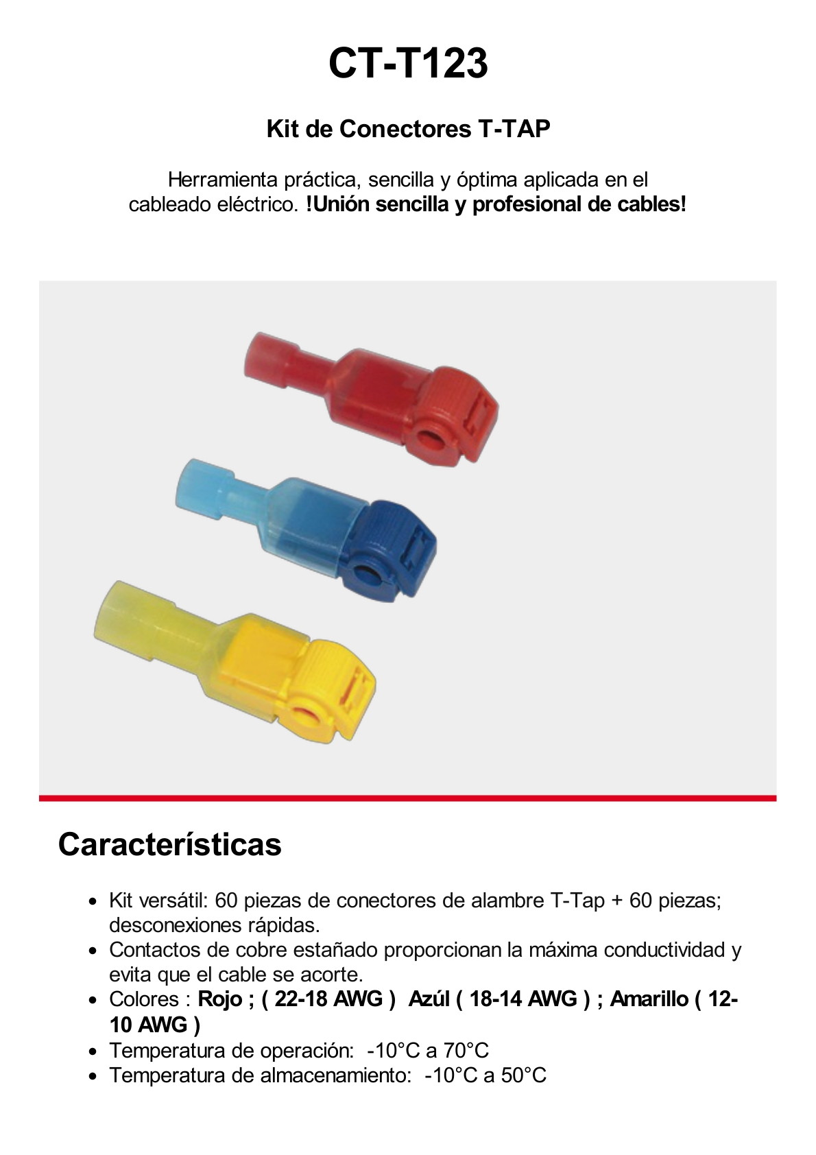 Kit de 60 Conectores para Cableado Eléctrico Tipo T-TAP / Conectores tipo Unión