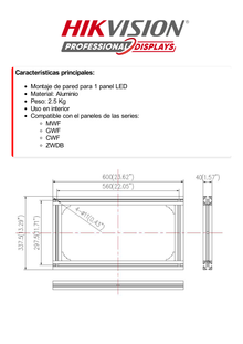 Montaje de Pared para 1 Panel LED / Uso en Interior / Compatible con Series MWF, GWF, CWF y ZWDB