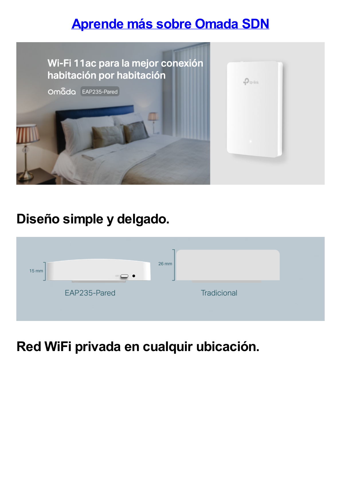 Punto de acceso Omada /  Doble Banda AC1200 MU-MIMO / Diseño para Pared con 3 Puertos Adicionales / Configuruación por Controlador o Stand-Alone / Alimentación PoE af/at