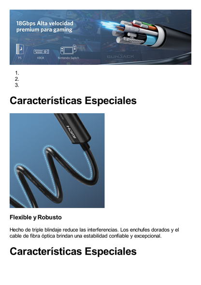 Cable HDMI de 30 Metros por Fibra Óptica 4K@60Hz | Fibra de 4 núcleos + Cobre estañado de 7 núcleos | Compatible con HDMI 2.0 | Alta velocidad 18 Gbps | 3D | HDR | Carcasa de  Zinc | Premium | 2 Años de Garantía.