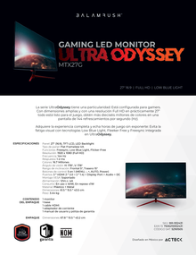 Monitor BALAM RUSH 27 ULTRA ODISSEY FULL HD 144HZ 1-2 ms 3*HDMI DP audio soporte VESA