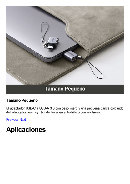 ADAPTADOR USB-C 3.1 MACHO A USB 3.0 A HEMBRA OTG