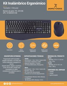 Kit teclado y mouse Perfect Choice Black Round negro inalambrico