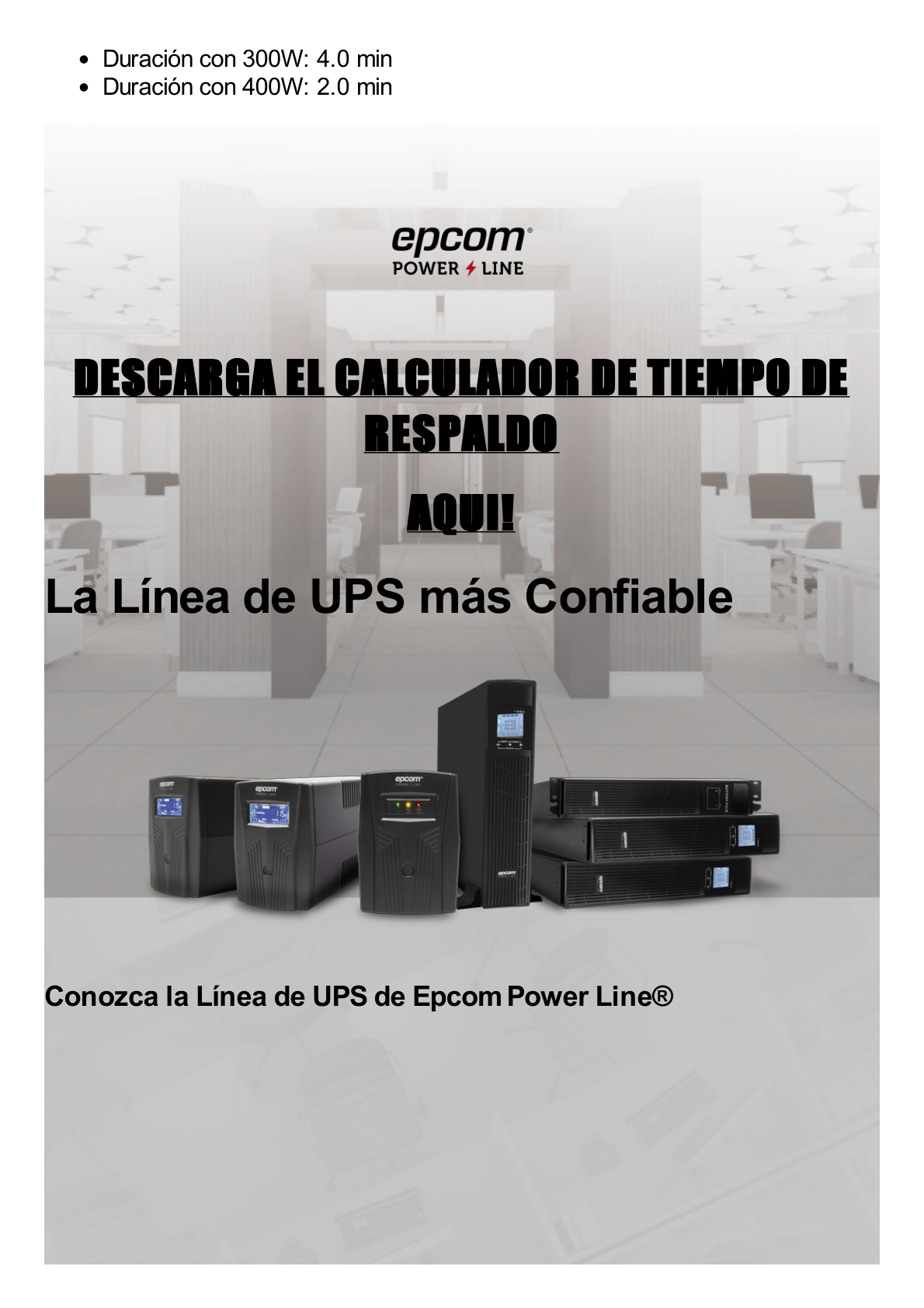 UPS de 600VA/360W / Topología Línea Interactiva / Entrada y Salida 120 Vca / Clavija NEMA 5-15P / 4 Tomas NEMA 5-15R/ Sin Protector RJ11 ni RJ45