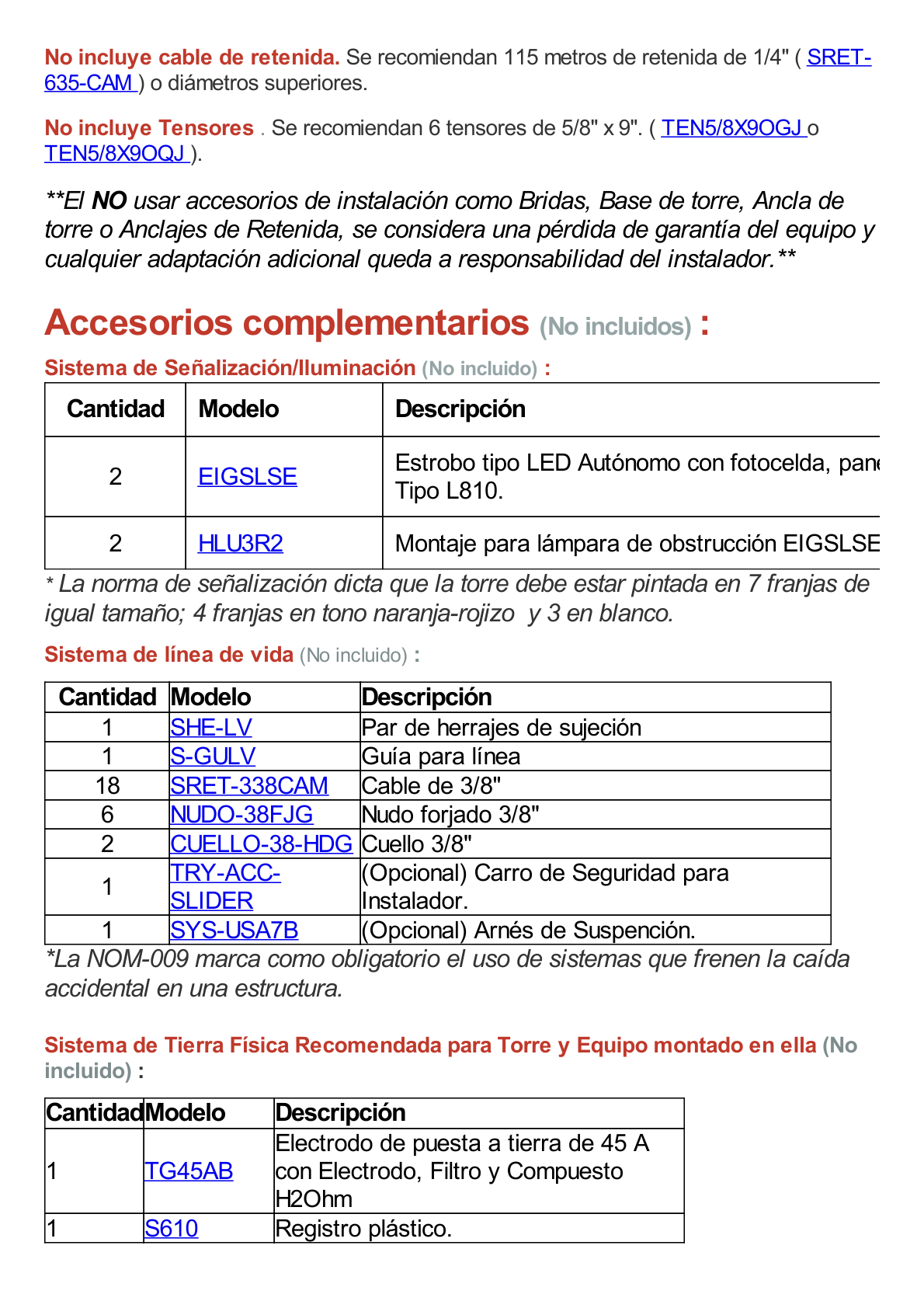 Kit de Torre Arriostrada de Piso de 15 m Altura con Tramo STZ45 Galvanizado Electrolítico (No incluye retenida) .